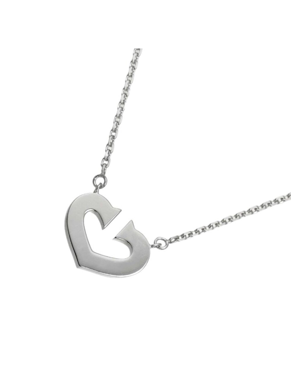 Cartier C Heart Necklace 40 18k White Gold